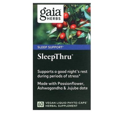 Gaia Herbs, SleepThru, 60 растительных, жидких Phyto-Caps