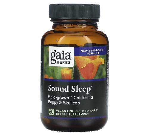 Gaia Herbs, Sound Sleep, 60 веганських фітокапсул з рідиною 