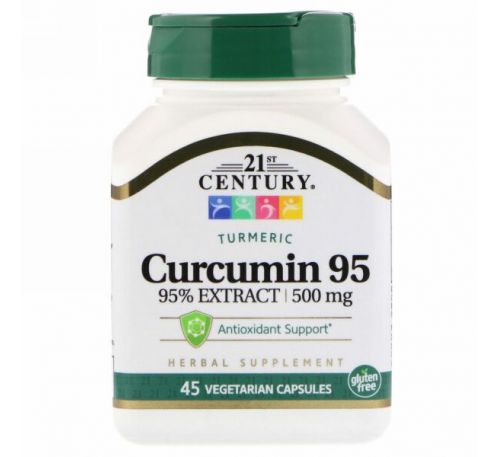 21st Century, Куркумин 95, 500 мг, 45 вегетарианских капсул