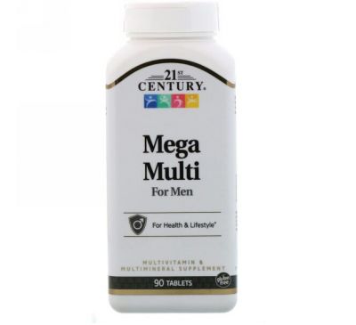 21st Century, Mega Multi, для мужчин, мультивитамины и мультиминералы, 90 таблеток