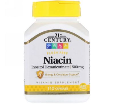 21st Century, Ниацин (гексаникотинат инозитола), 500 мг, 110 капсул