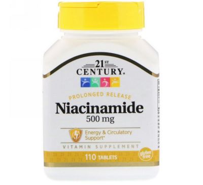 21st Century, Ниацинамид, 500 мг, 110 таблеток