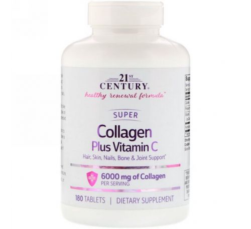 21st Century, Super Collagen с витамином C, 6000 мг, 180 таблеток