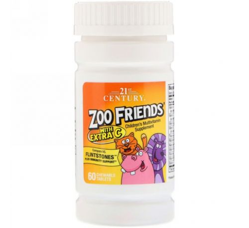 21st Century, Zoo Friends с дополнительным витамином C, 60 жевательных таблеток