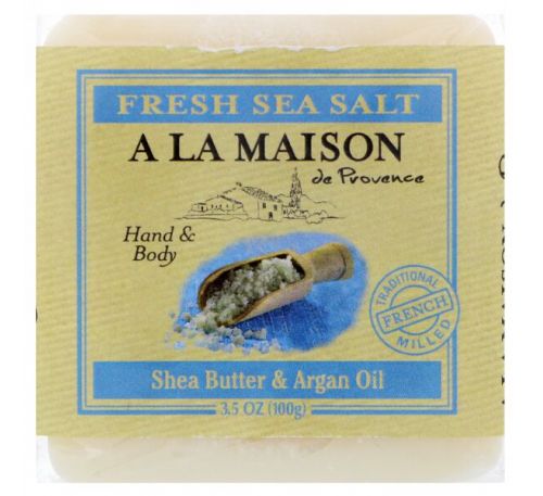 A La Maison de Provence, Кусковое мыло для рук и тела, свежая морская соль, 100 г