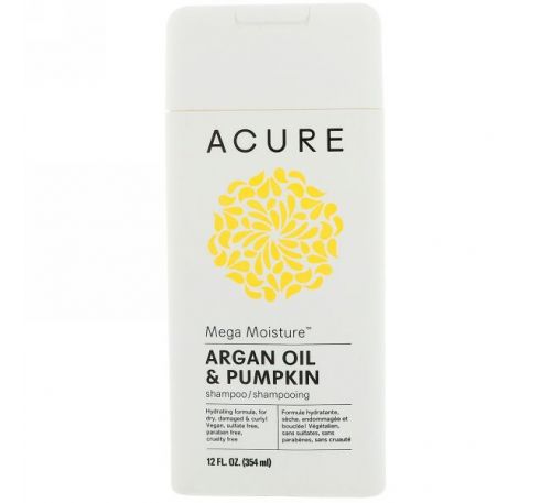 Acure, Интенсивно увлажняющий шампунь, аргановое масло и тыква, 12 ж. унц. (354 мл)