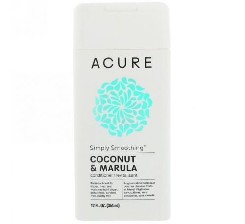 Acure, Просто разглаживающий кондиционер, кокос и марула, 354 мл