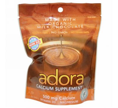 Adora, Источник кальция, молочный шоколад, 30 дисков