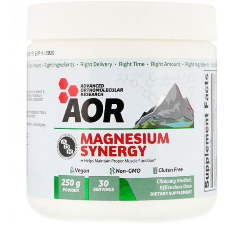 Advanced Orthomolecular Research AOR, Magnesium Synergy, 30 Servings (250 g)