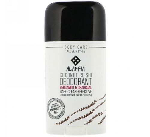 Alaffia, Coconut Reishi, Deodorant, Bergamot & Charcoal, 2.65 oz (75 g)