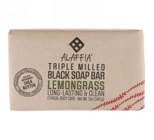 Alaffia, Triple Milled Soap Bar, Lemongrass, 5 oz (140 g)