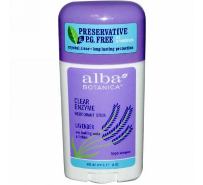 Alba Botanica, Прозрачный дезодорант с ферментами и лавандой, 2 унции (57 г)