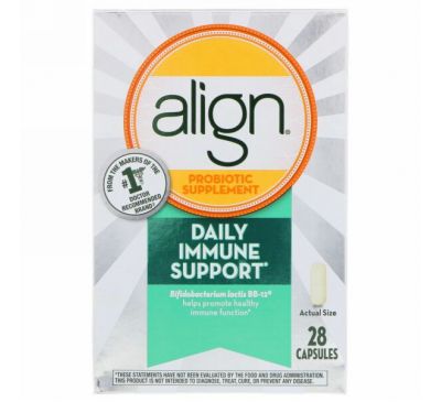 Align Probiotics, Ежедневная иммунная поддержка, пробиотическая добавка, 28 капсул