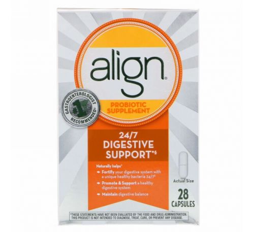 Align Probiotics, Поддержка пищеварения 24/7, пробиотическая добавка, 28 капсул