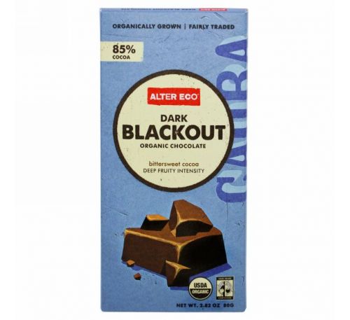 Alter Eco, Натуральный темный шоколад, 2,82 унции (80 г)