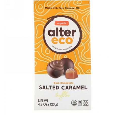 Alter Eco, Органические соленые трюфели с карамелью, темный шоколад, 4,2 унции (120 г)