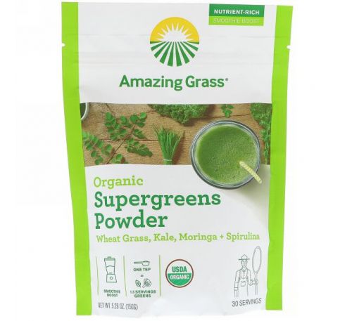 Amazing Grass, Organic SuperGreens Powder, 5,29 унц. (150 г)