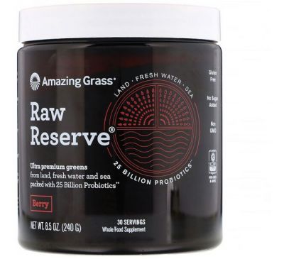 Amazing Grass, "Сырой резерв", зеленый суперпродукт, ягодный, 8.5 унций (240 г)