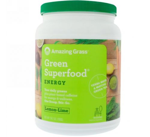 Amazing Grass, Зеленая чудо-пища, энергия, лимон и лайм, 24,7 унц. (700 г)
