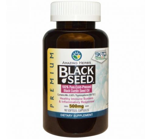 Amazing Herbs, Black Seed, 500 мг, 90 гелевых капсул