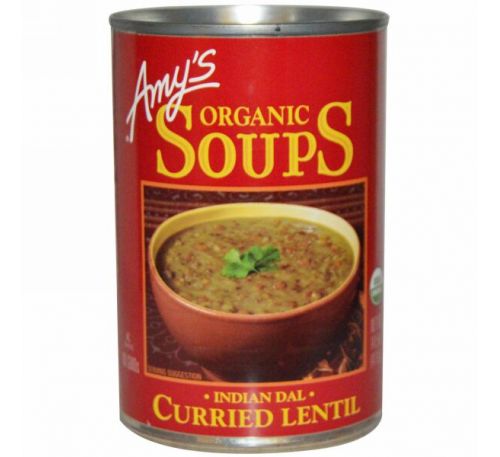 Amy's, Супы, Индийский суп "Дал" с карри и чечевицей , 14.5 унций (411 г)