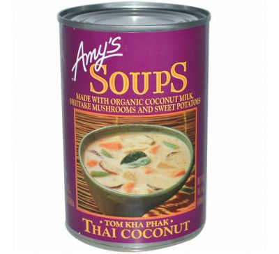Amy's, Супы, Tom Kha Phak, Тайский кокос, 14,1 унций (400 г),