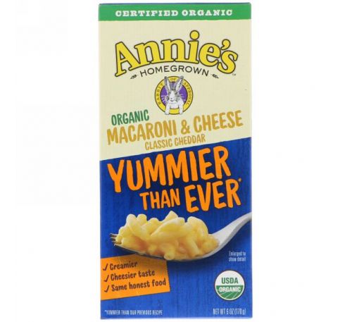 Annie's Homegrown, Organic Macaroni & Cheese, Classic Cheddar, 6 oz (170 g)