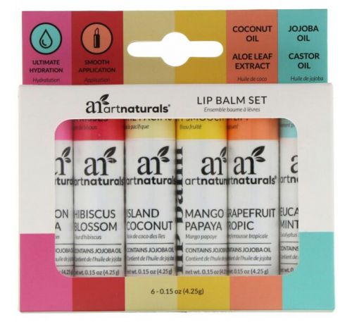 Artnaturals, Lip Balm Set, 6 Lip Balms, 0.15 oz (4.25 g) Each