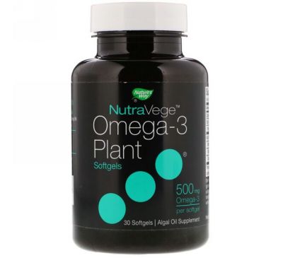 Ascenta, NutraVege, растительная Омега-3, 500 мг, 30 мягких таблеток