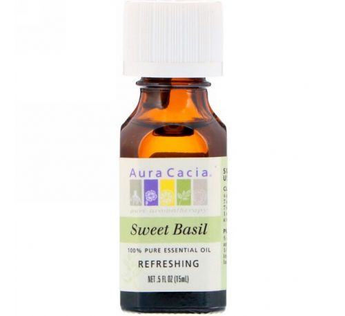 Aura Cacia, 100% Pure Essential Oil, Sweet Basil, .5 fl oz (15 ml)