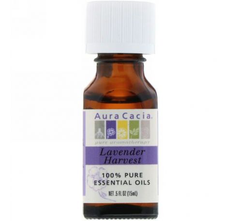 Aura Cacia, 100% чистое эфирное масло «урожай лаванды», 0.5 жидкой унции (15 мл)