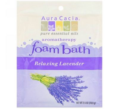 Aura Cacia, Ароматерапевтическая пена для ванны, расслабляющая лаванда, 2,5 унции (70,9 г)