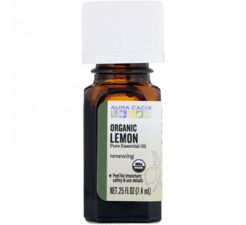 Aura Cacia, Organic Lemon, .25 fl oz (7.4 ml)