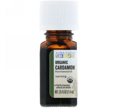 Aura Cacia, Pure Essential Oil, Organic Cardamom, .25 fl oz (7.4 ml)