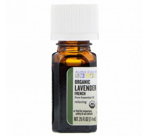 Aura Cacia, Pure Essential Oil, Organic French Lavender, .25 fl oz (7.4 ml)