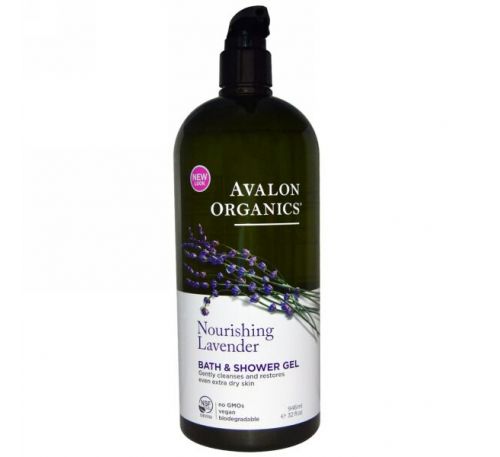 Avalon Organics, Гель для ванной и душа, "Питательная лаванда", 32 жидк. унции (946 мл)