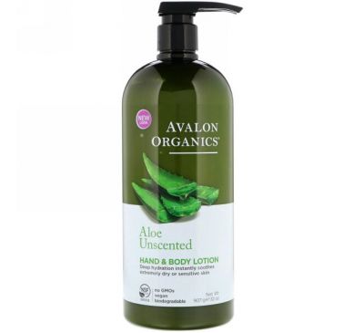 Avalon Organics, Лосьон для рук и тела с алоэ, без запаха, 32 унции (907 г)