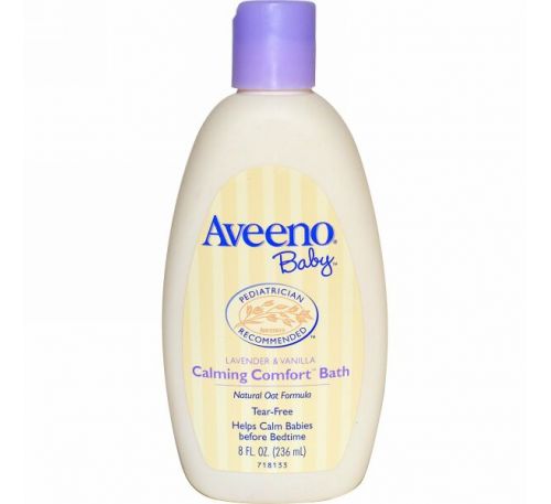 Aveeno, Продукция для детей, Успокаивающее средство для ванны с лавандой и ванилью, 8 жидких унций (236 мл)