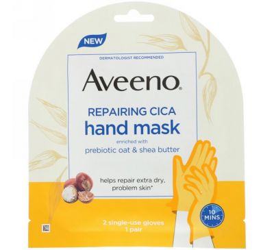 Aveeno, Repairing Cica Hand Mask, 2 Single-Use Gloves