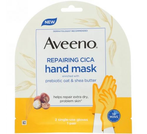 Aveeno, Repairing Cica Hand Mask, 2 Single-Use Gloves