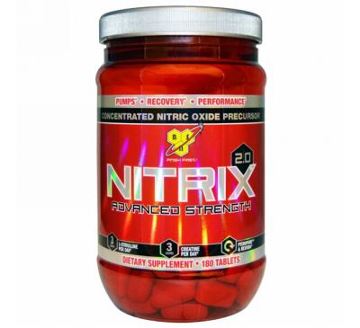 BSN, Nitrix 2.0, концентрированный прекурсор закиси азота, 180 таблеток