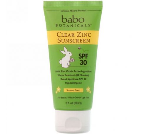 Babo Botanicals, Clear Zinc Sunscreen, 30 SPF, Summer Scent, 3 fl oz (89 ml)