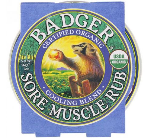 Badger Company, Мазь для растирания от боли в мышцах, охлаждающая смесь, 2 унции (56 г)
