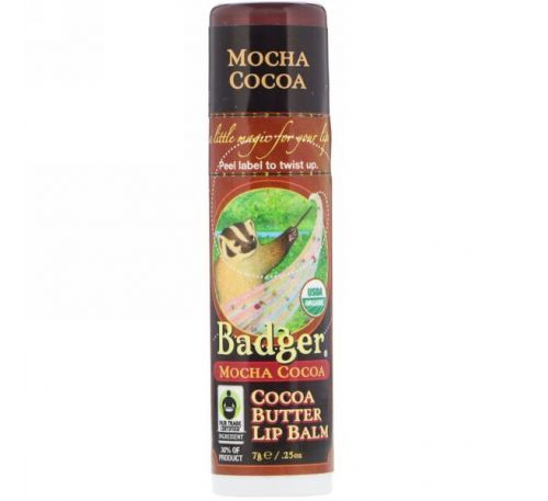 Badger Company, Organic, Cocoa Butter Lip Balm, Mocha Cocoa, .25 oz (7 g)
