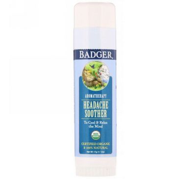 Badger Company, Organic, Headache Soother, Peppermint & Lavender, .60 oz (17 g)
