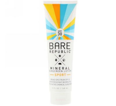 Bare Republic, Mineral Sunscreen Lotion, Sport, SPF 30, 5 fl oz (148 ml)