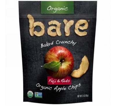 Bare Snacks, Запеченные хрустящие органические яблочные чипсы, фуджи и красные, 3 унции (85 г)