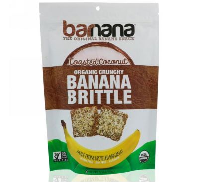 Barnana, Органические хрустящие банановые козинаки, жареный кокос, 100 г