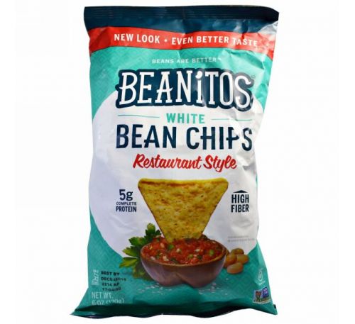 Beanitos, Чипсы из белой фасоли, ресторанный стиль, 6 oz (170 г)