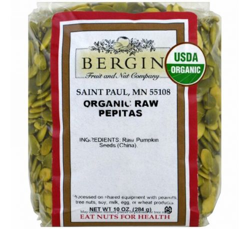Bergin Fruit and Nut Company, Органические сырые пепиты, 10 унций (284 г)